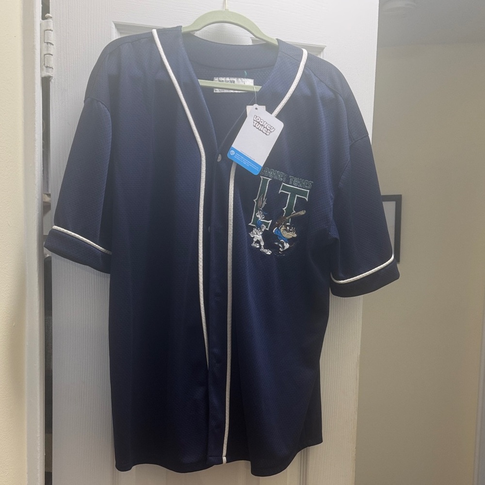 Hollister NWT Blue Baseball Jersey with White Trim size L